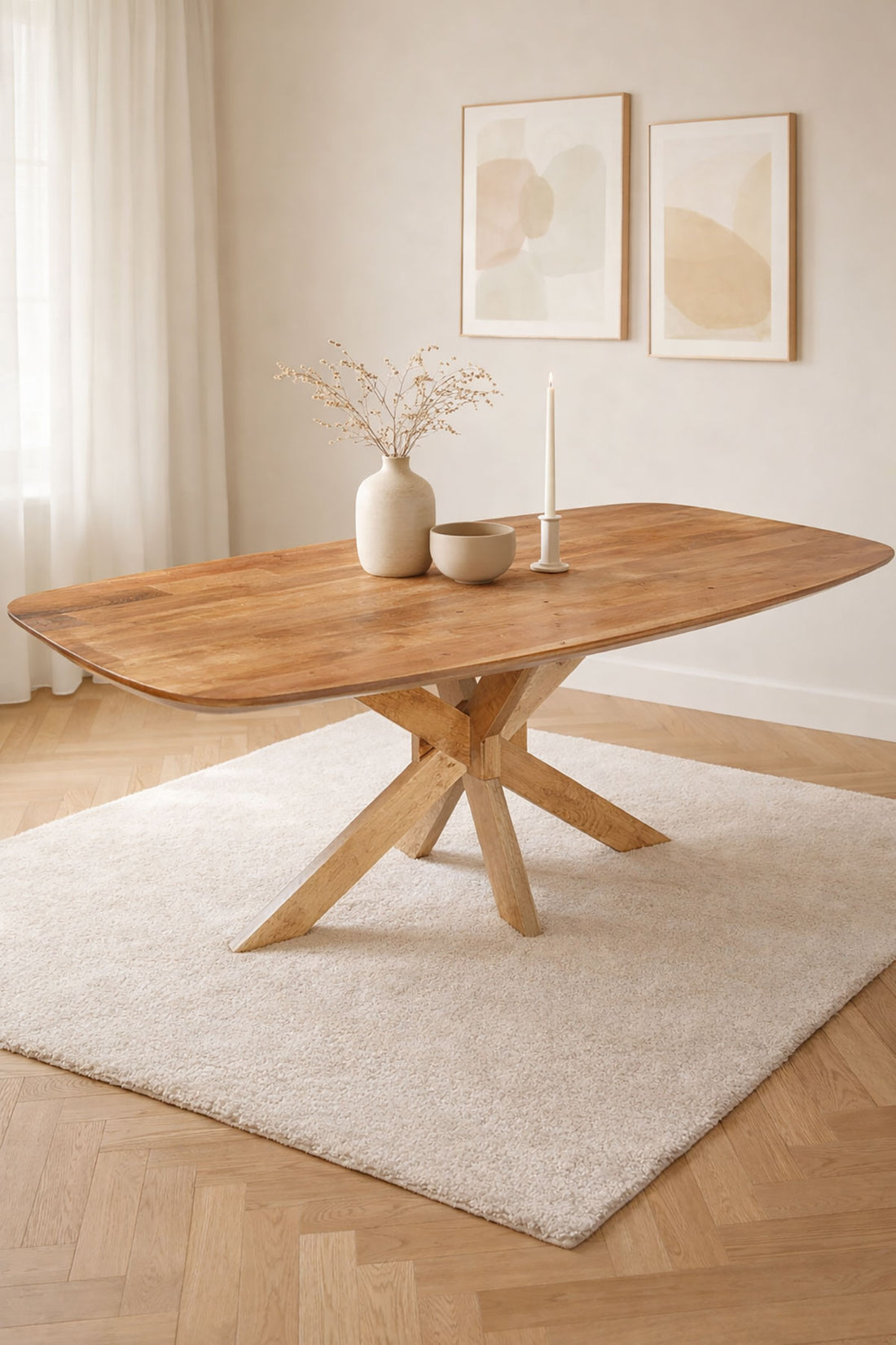 Eettafel Fynn Brown met houten Matrix poten - Deens ovaal
