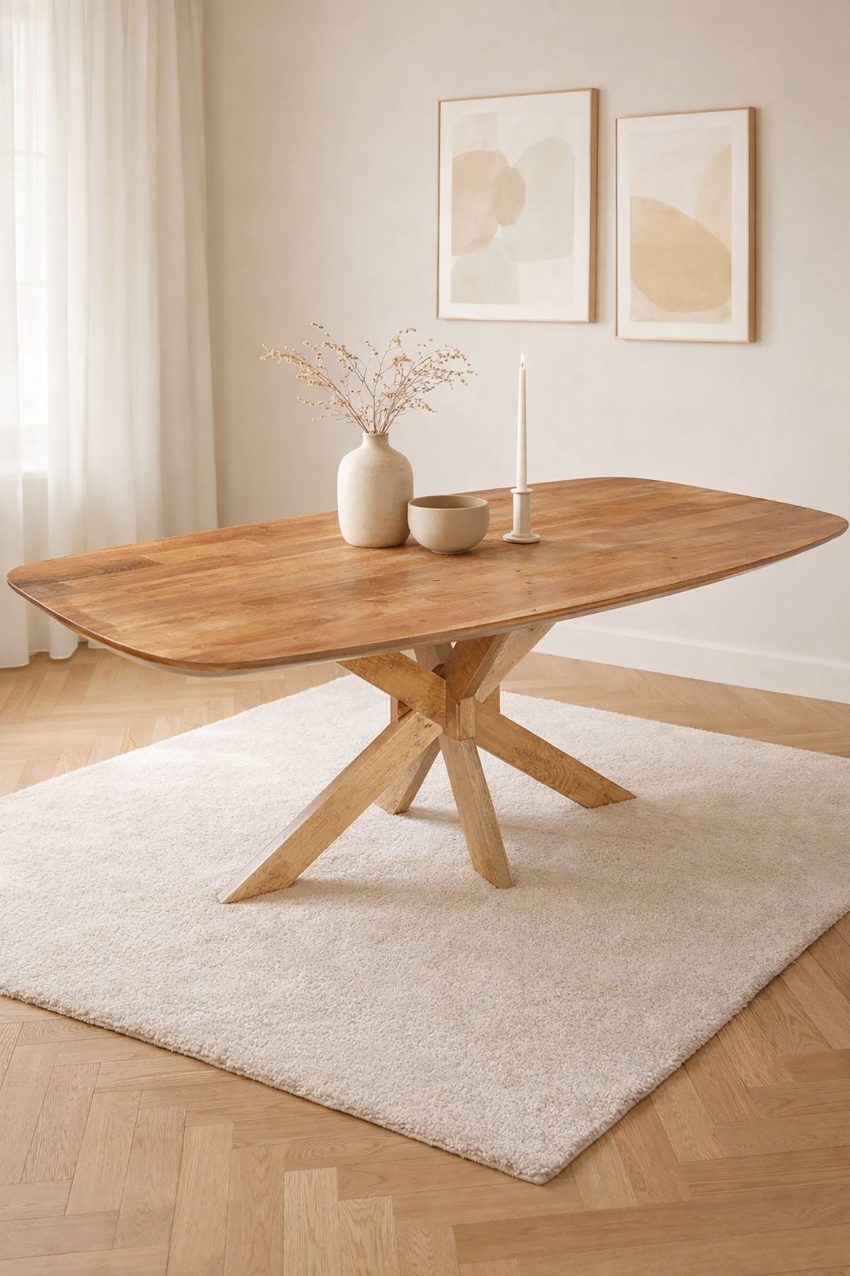 Eettafel Fynn Brown with Wooden Matrix Legs - Danish Oval | 140 cm