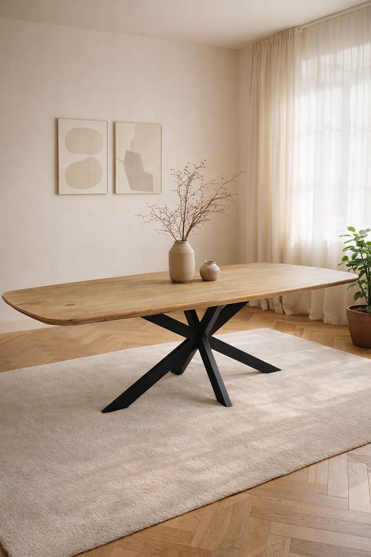Eettafel Fynn Natural met Matrix poten - Deens ovaal