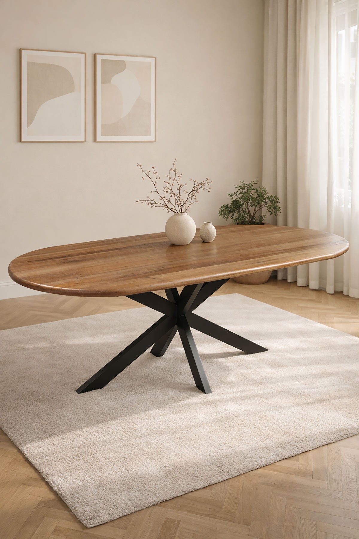 Eettafel Leah Brown with Matrix Leg - Oval, 200cm