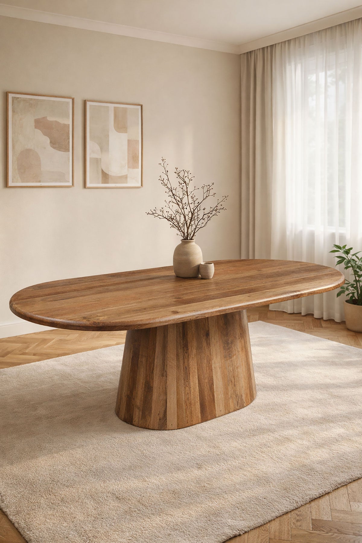 Eettafel Leah Brown with Monolithic Leg - Oval, 200 cm