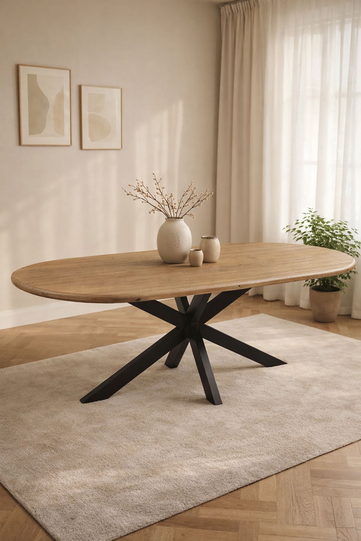 Eettafel Leah Natural with Matrix Leg- Oval, 200cm