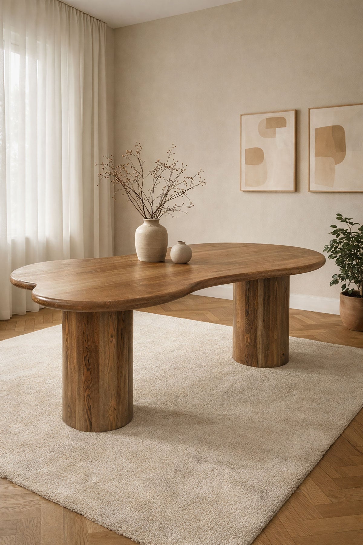 Eettafel Leo Brown with Column Leg - Organic | 200 cm