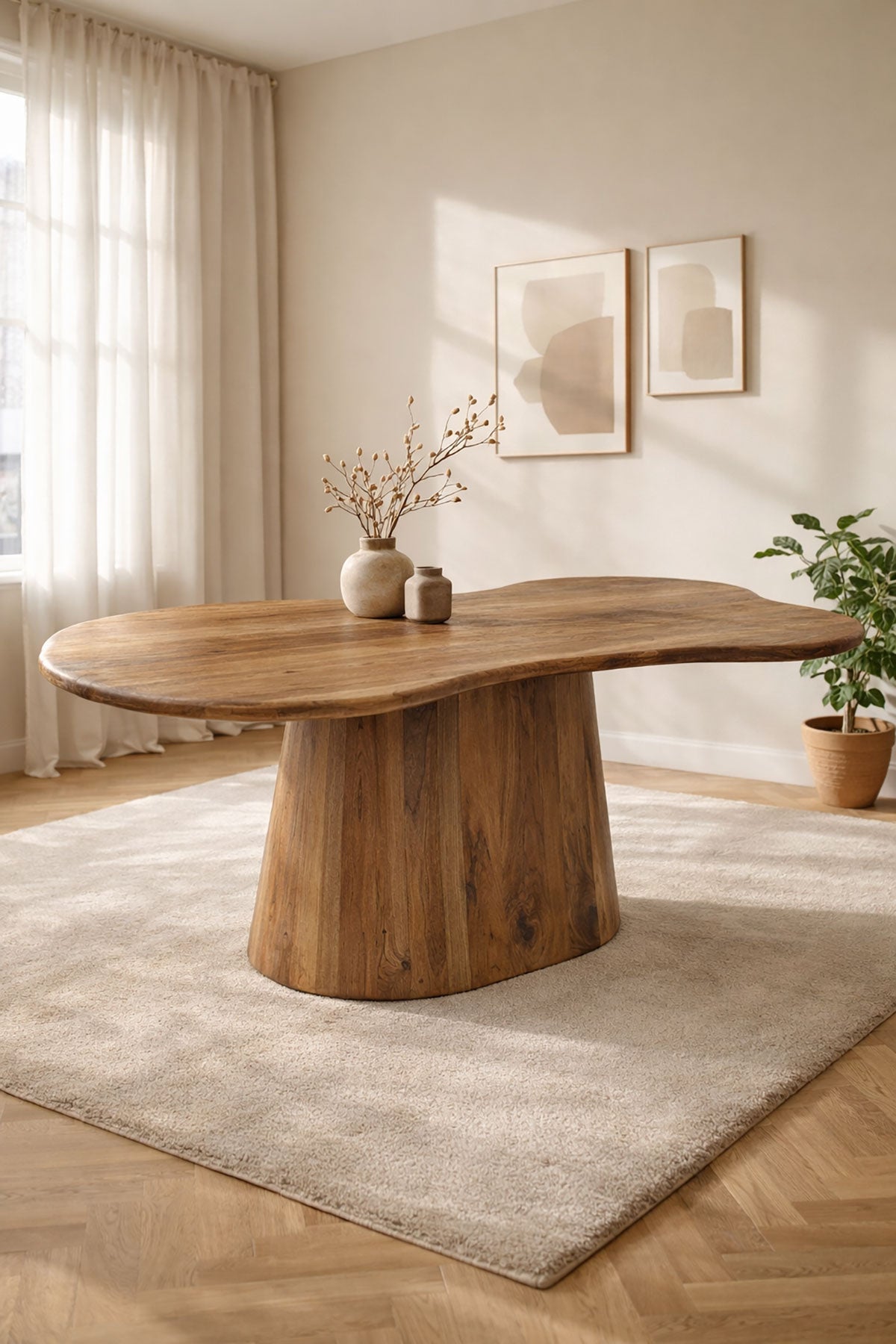Eettafel Leo Brown with Monolithic Leg - Organic | 200 cm