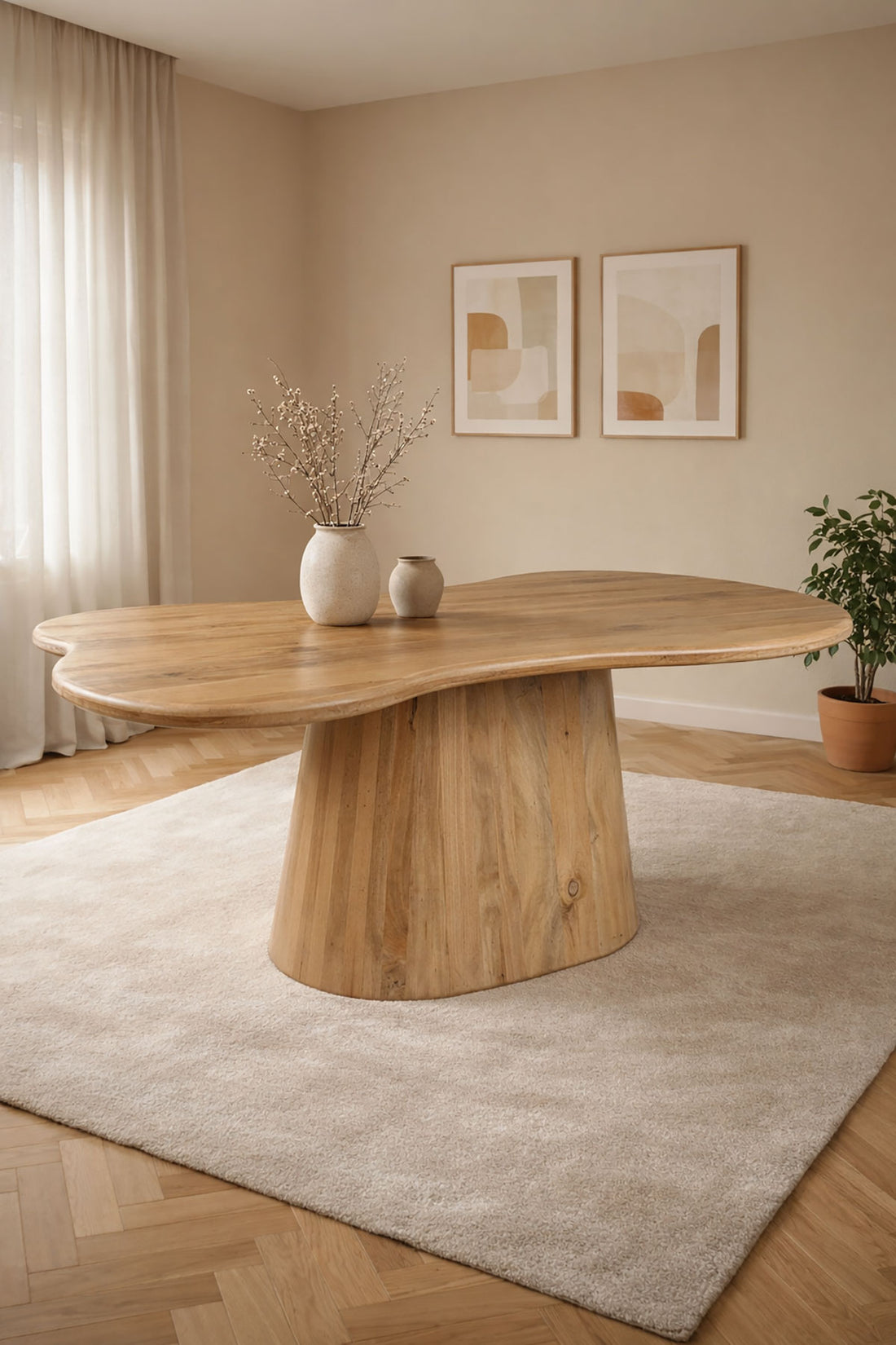 Eettafel Leo Natural with Monolithic leg- Organic | 200 cm