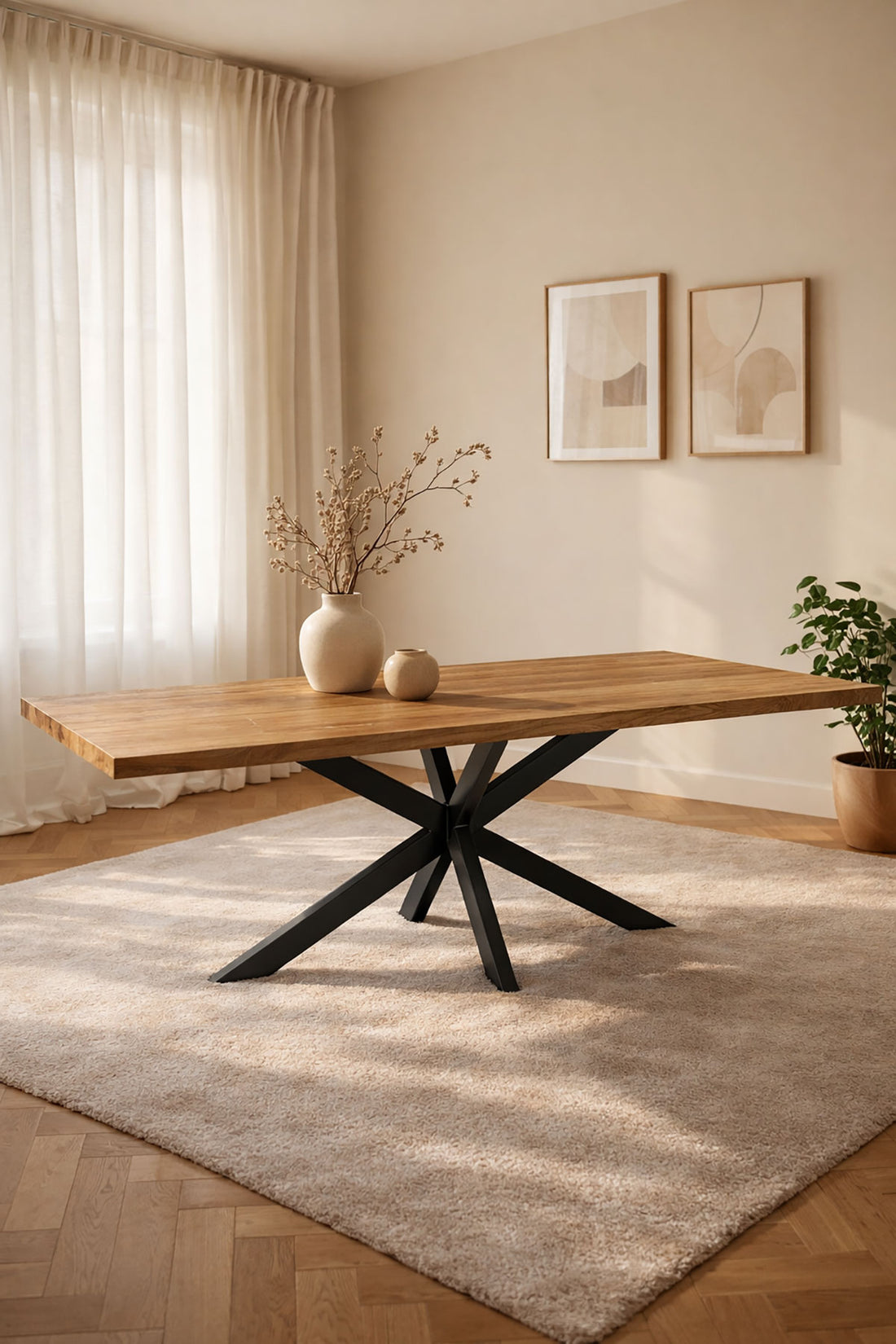 Eettafel Lina Natural met Matrix-poot - Rechthoek