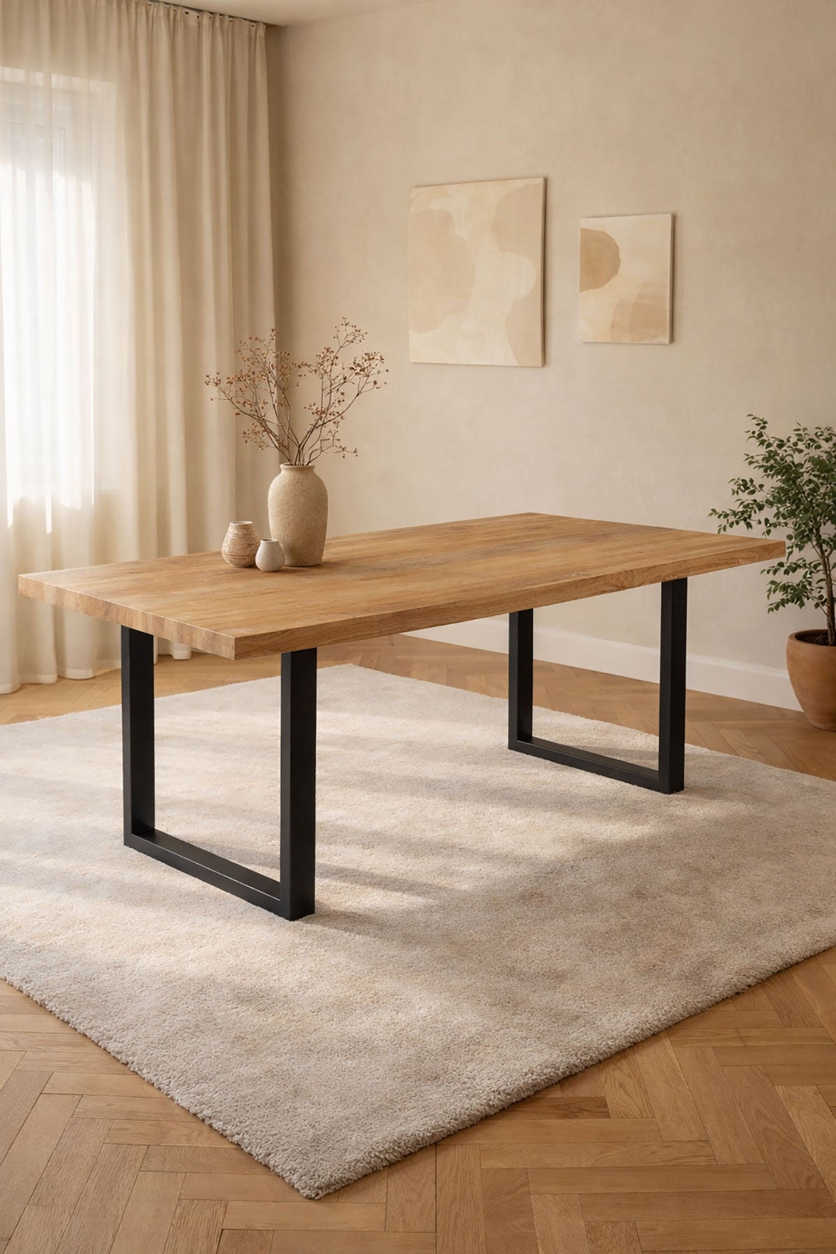 Eettafel Lina Natural with U Leg - Rectangular | 160 cm