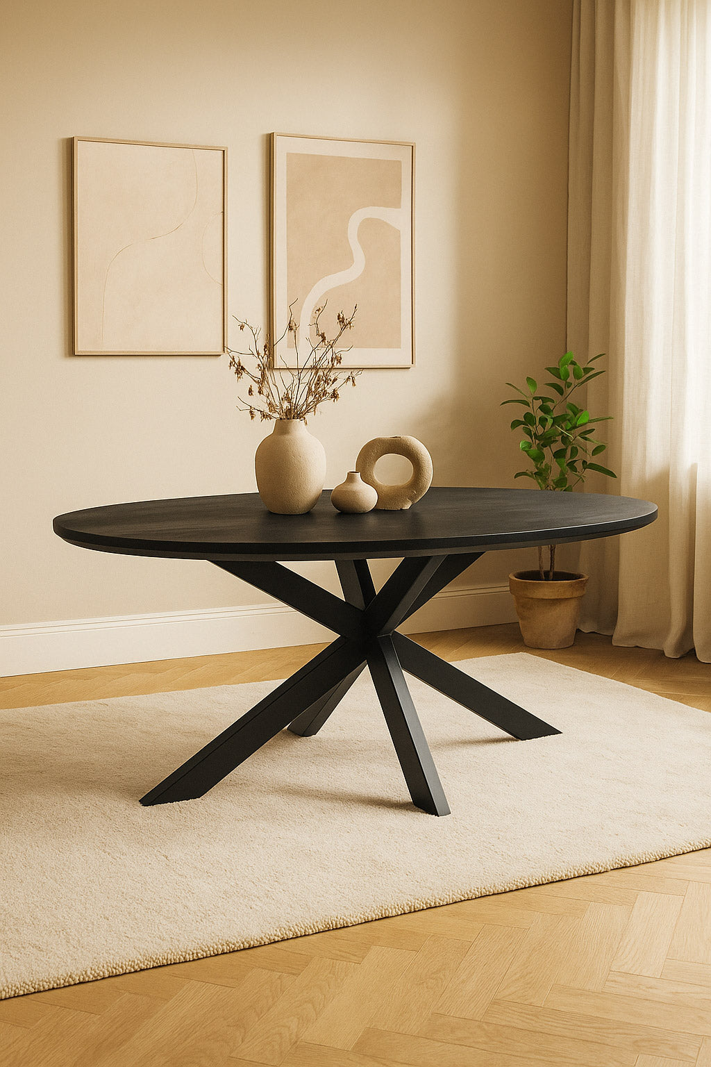 Eettafel Lotte Black with Matrix Leg - Oval | 160 cm