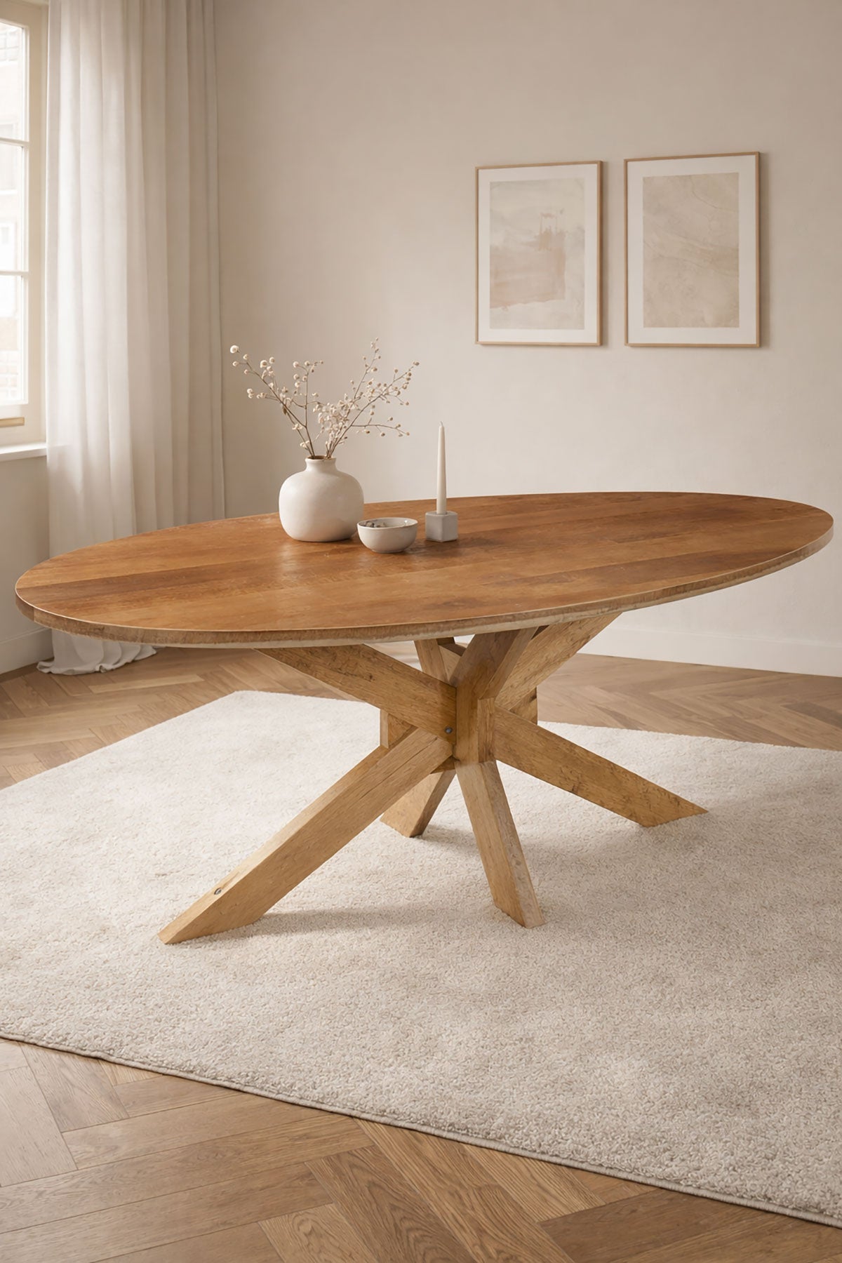 Eettafel Lotte Brown with  Wooden Matrix  Leg - Oval | 140 cm