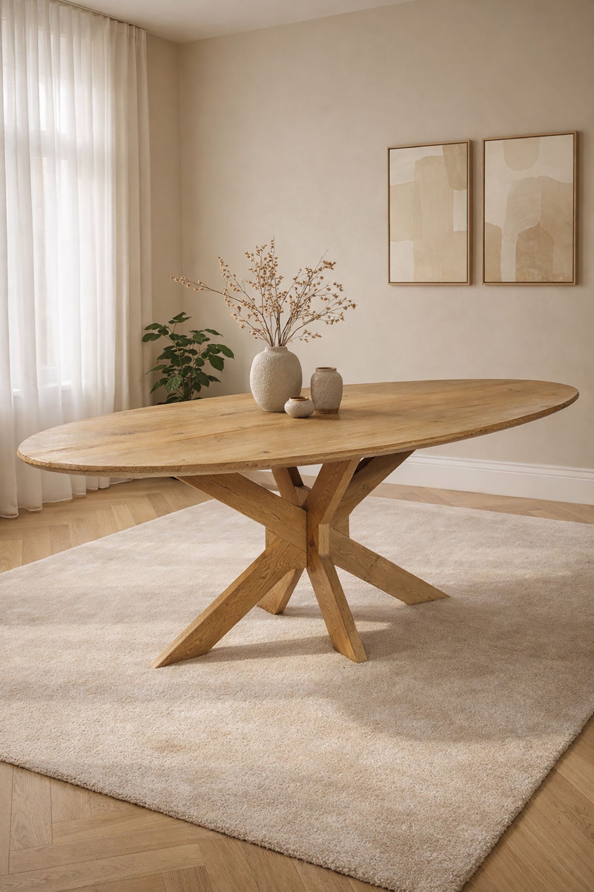 Eettafel Lotte Natural with Wooden Matrix Leg - Oval | 140 cm