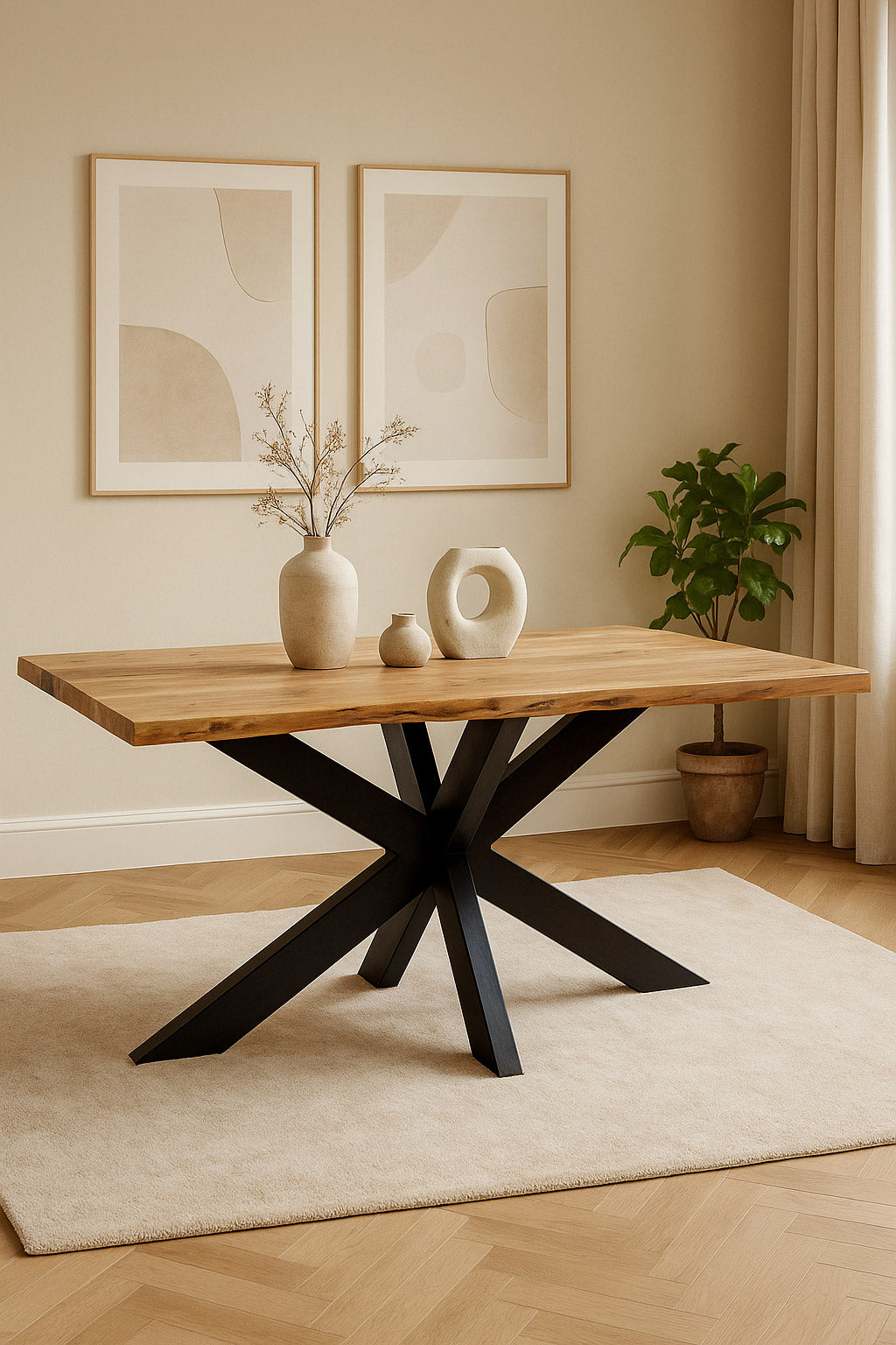Eettafel Max Natural with Matrix Leg - Live Edge | 140 cm