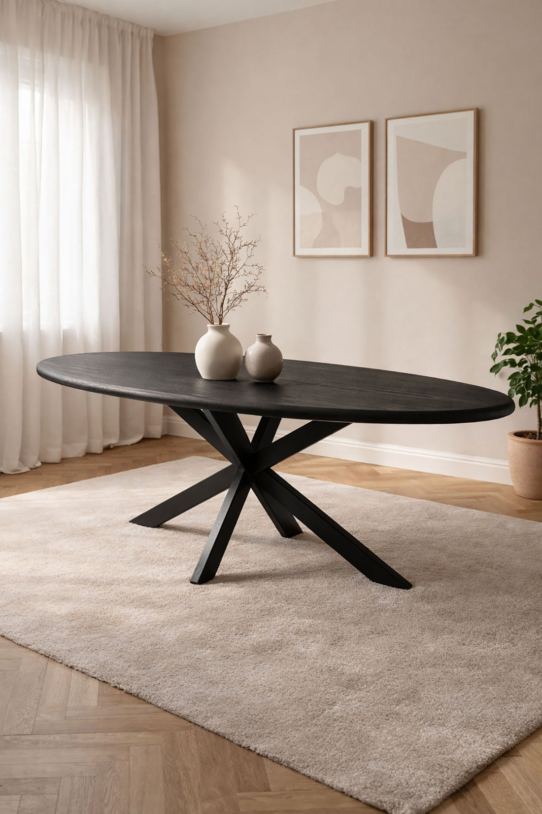 Eettafel Noah Black with Matrix Legs - Oval | 160 cm