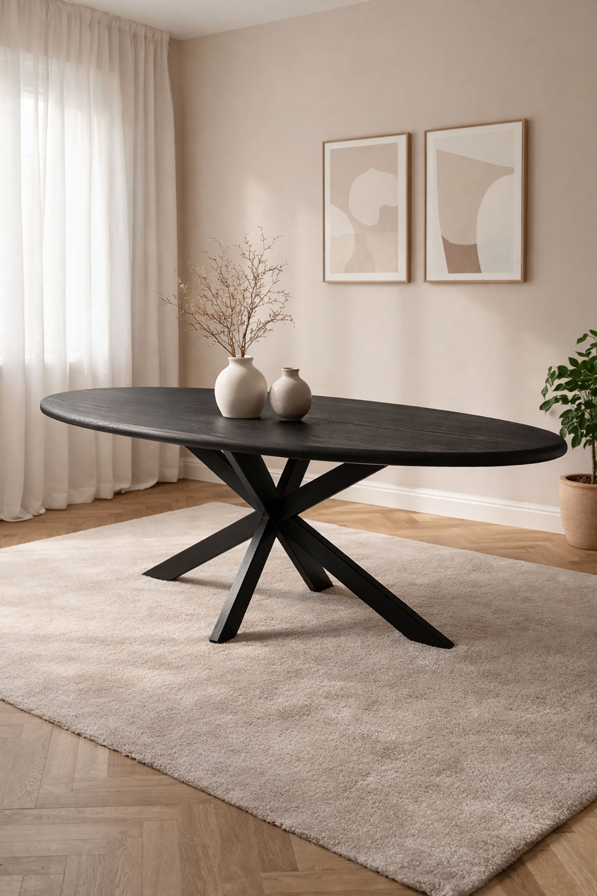 Eettafel Noah Black with Matrix Legs - Oval | 160 cm