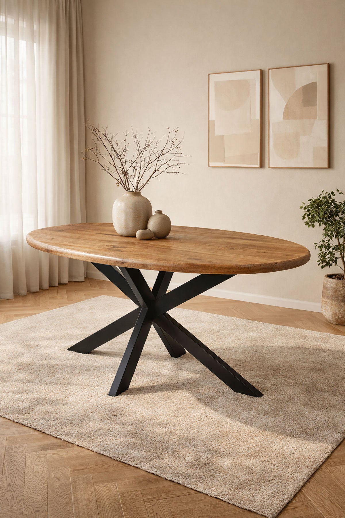Eettafel Noah Brown with Matrix Legs - Oval | 160 cm