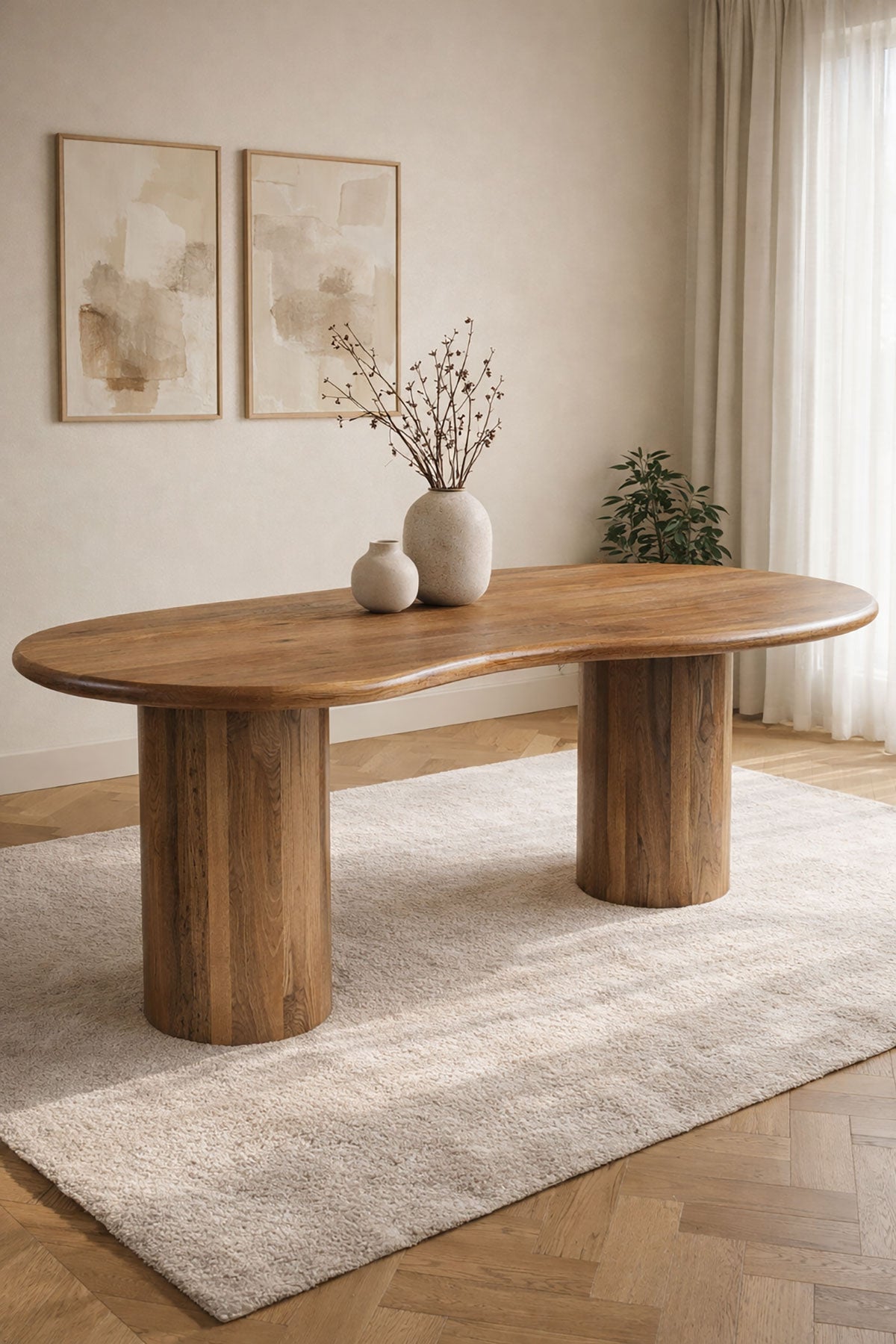 Eettafel Simon Brown with Column Leg - Organic | 180 cm