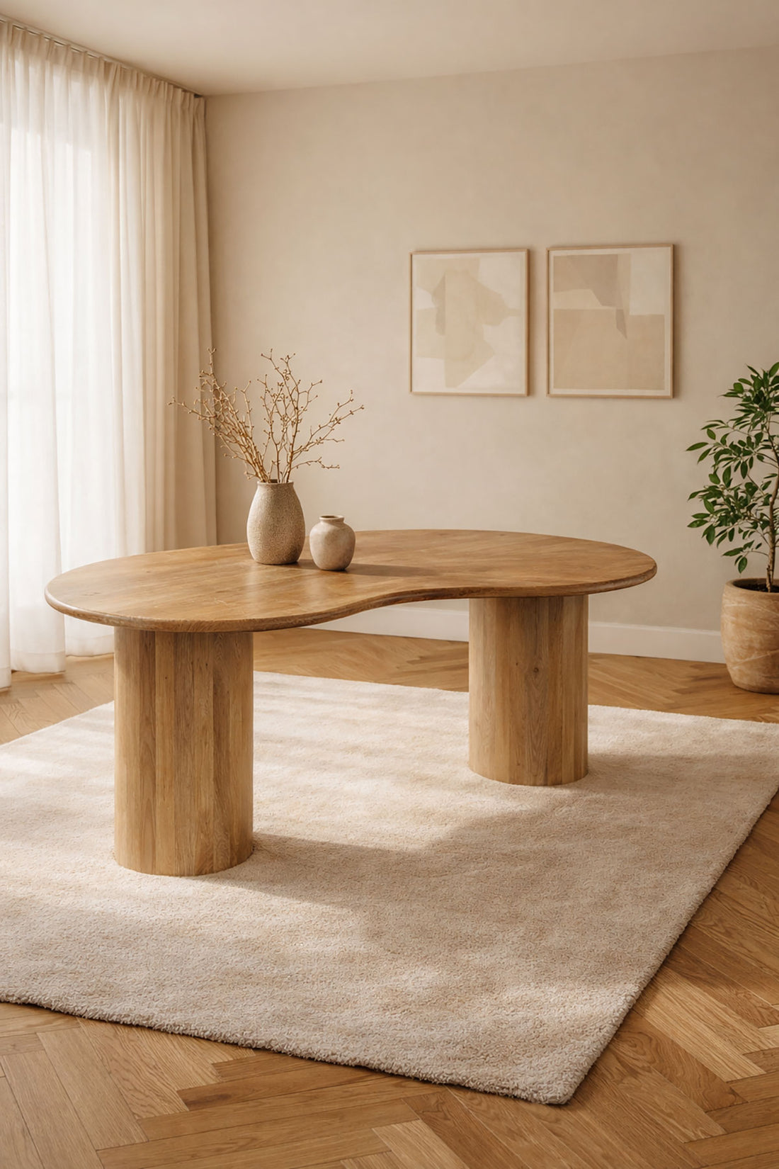 Eettafel Simon Natural with Column Leg - Organic | 220 cm