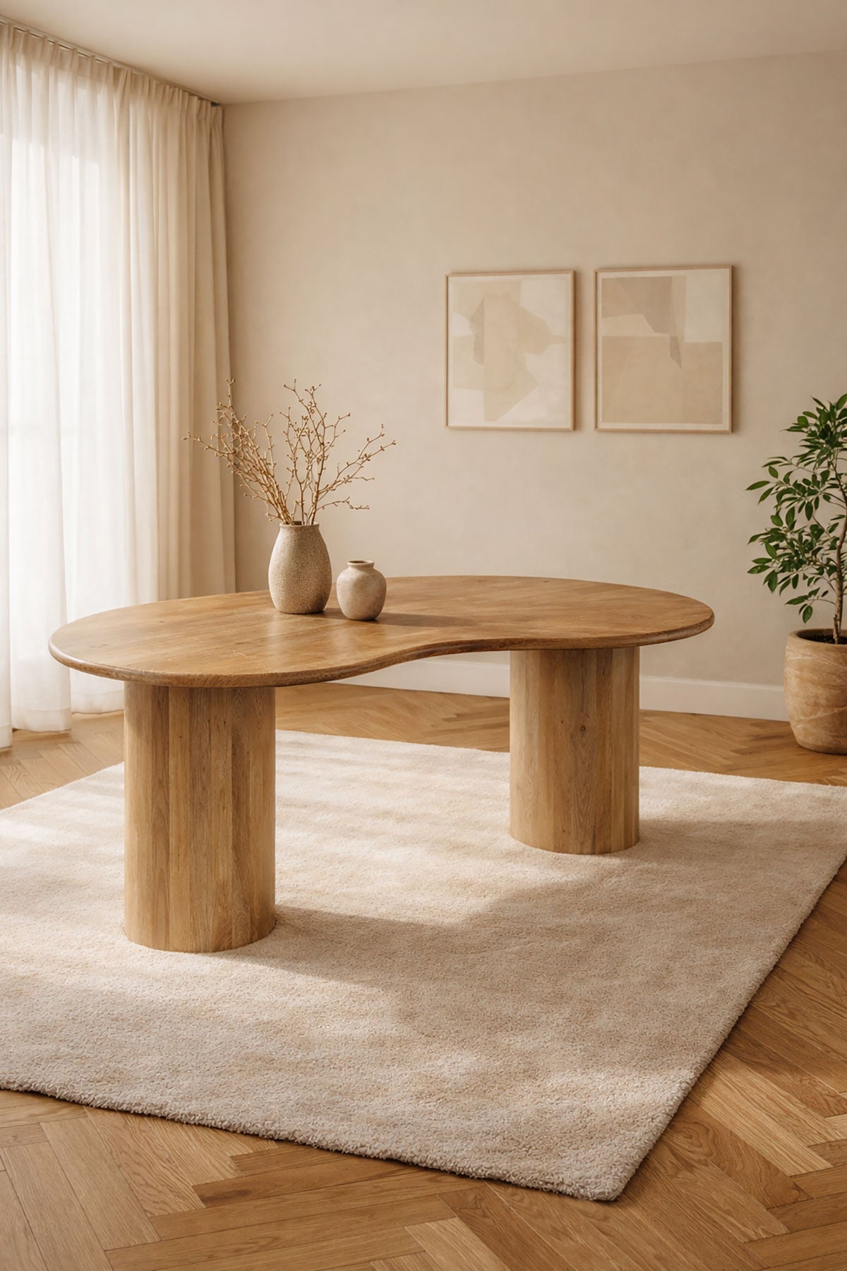 Eettafel Simon Natural with Column Leg - Organic | 220 cm