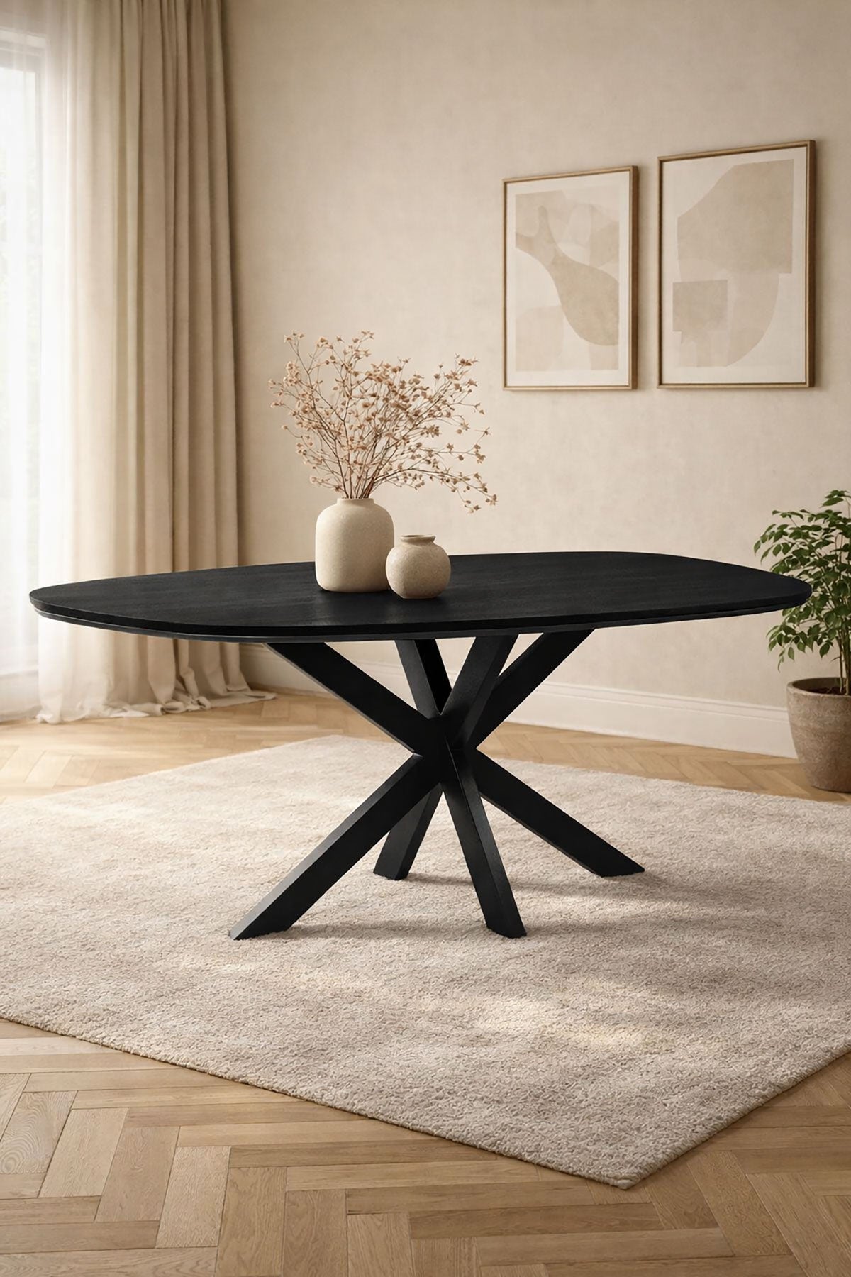 Eettafel Theo Black with Matrix Leg - Organic | 180 cm