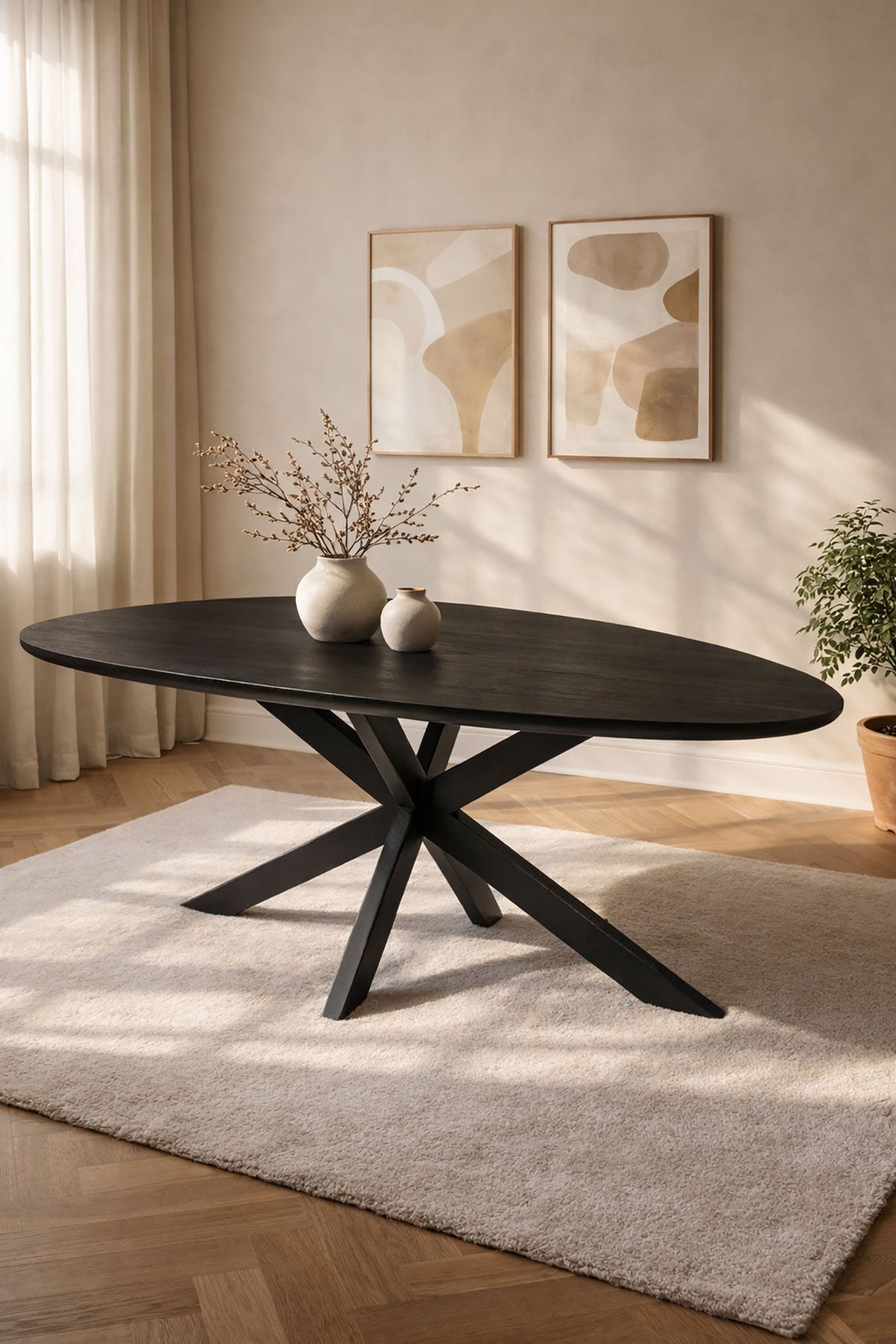 Eettafel Vera Black with Matrix Leg - Organic | 160 cm