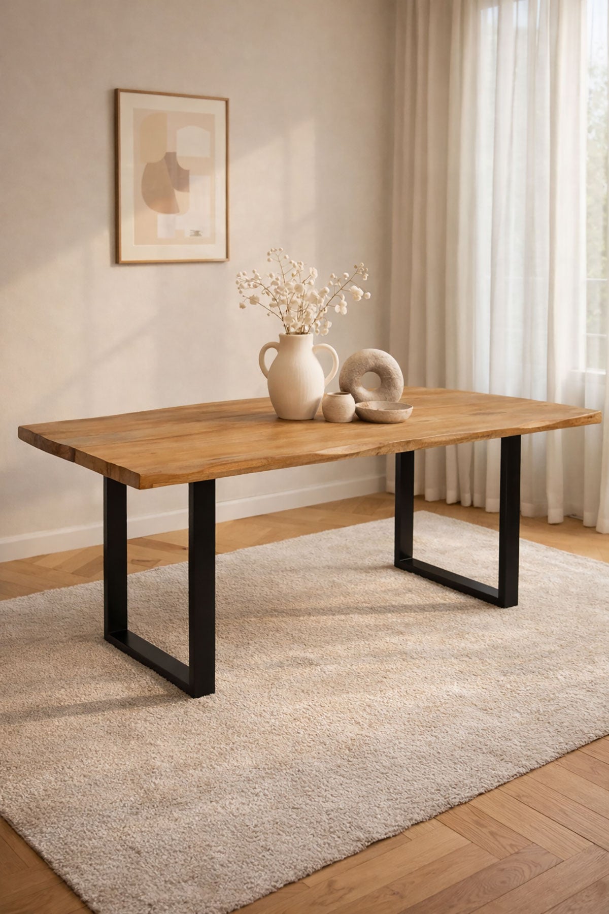 Eettafel Zoe Natural with U Leg - Live Edge | 160 cm