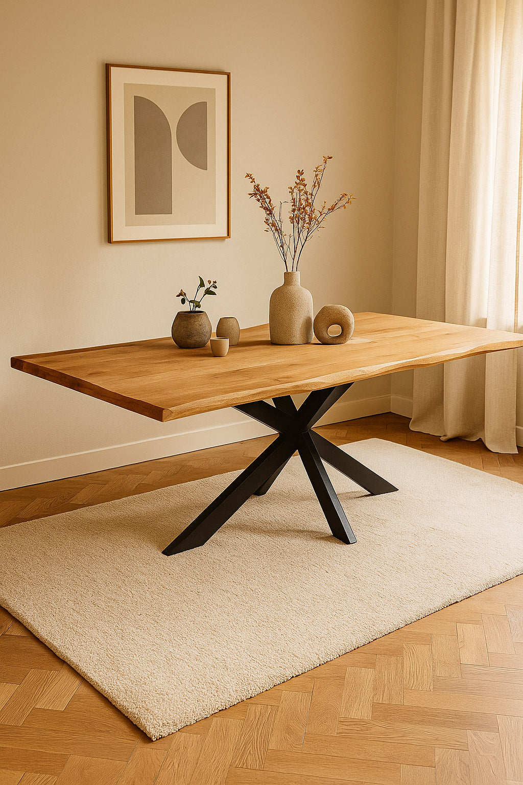Eettafel Zoe Natural with Matrix Leg - Live Edge | 160 cm