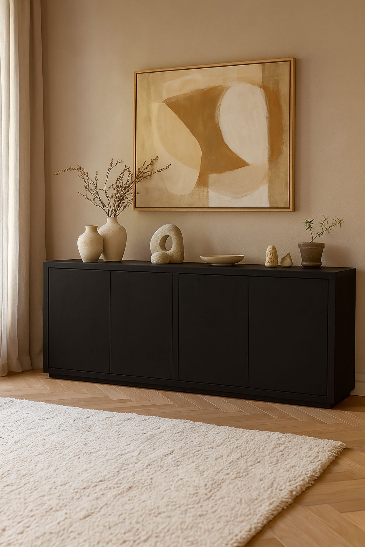 Dressoir Hugo Zwart - 4 Deurs | 200 cm