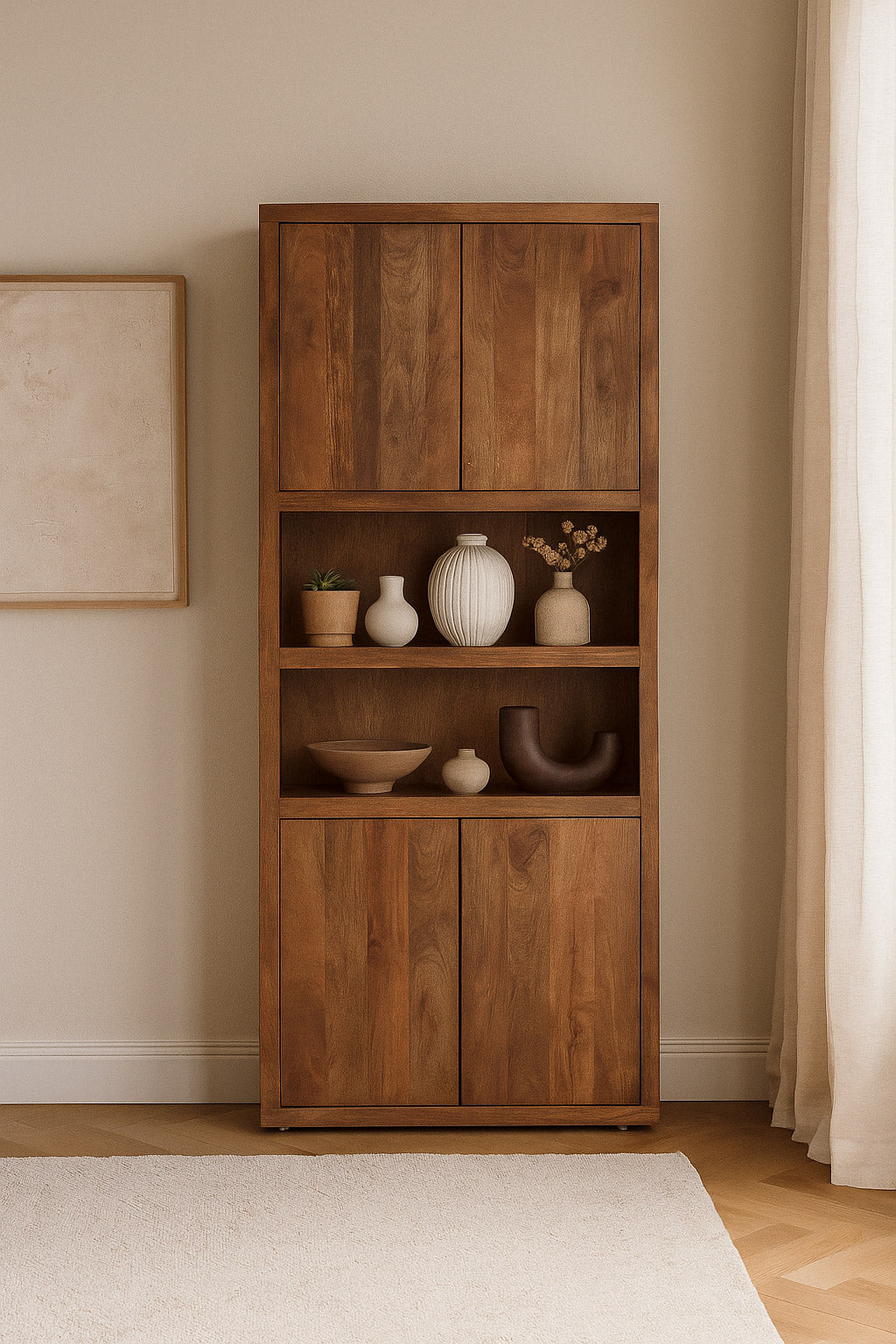 Boekenkast Hugo Brown - 2 vakken 4 deuren | 80 cm