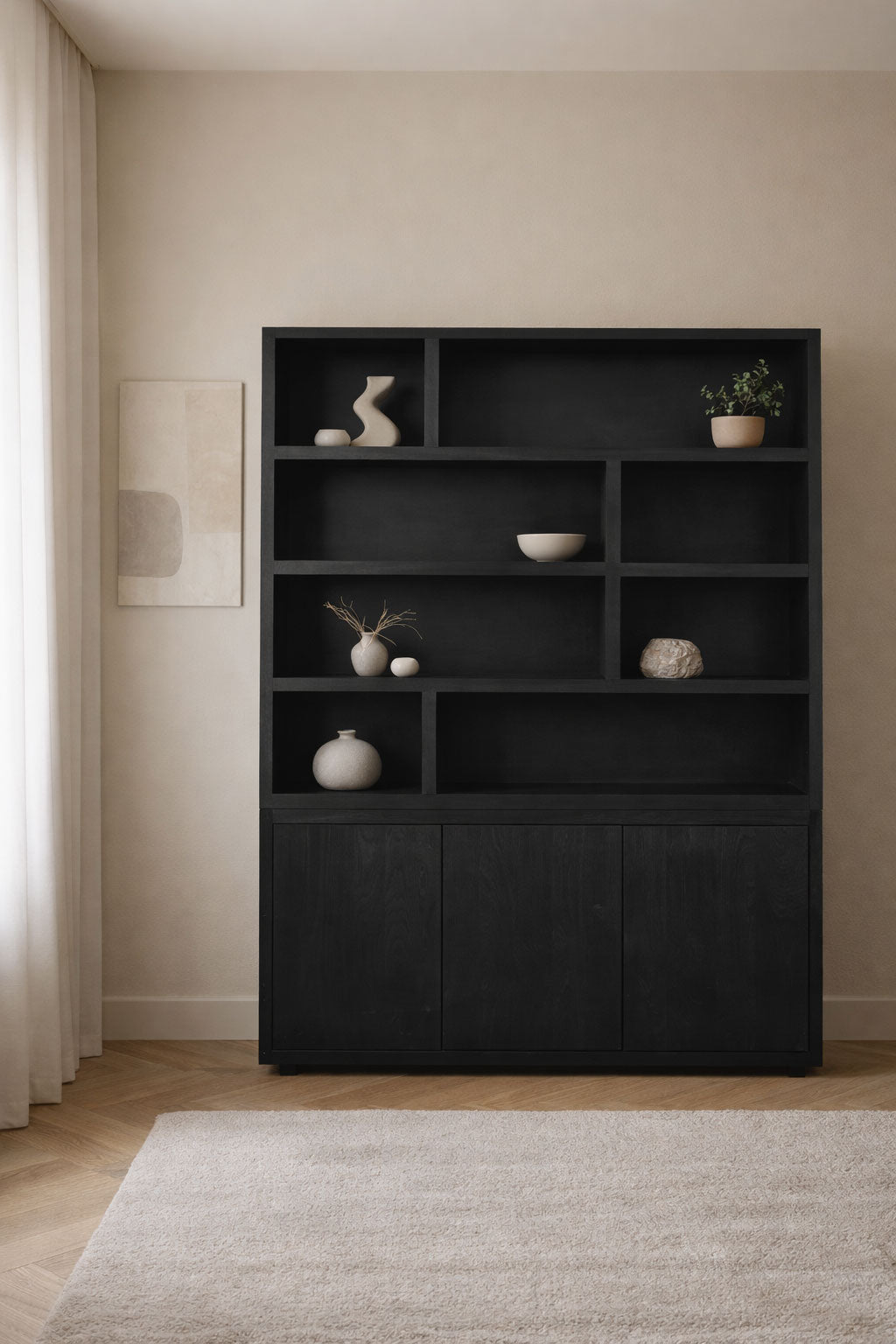 Vakkenkast Hugo Black | 150 cm