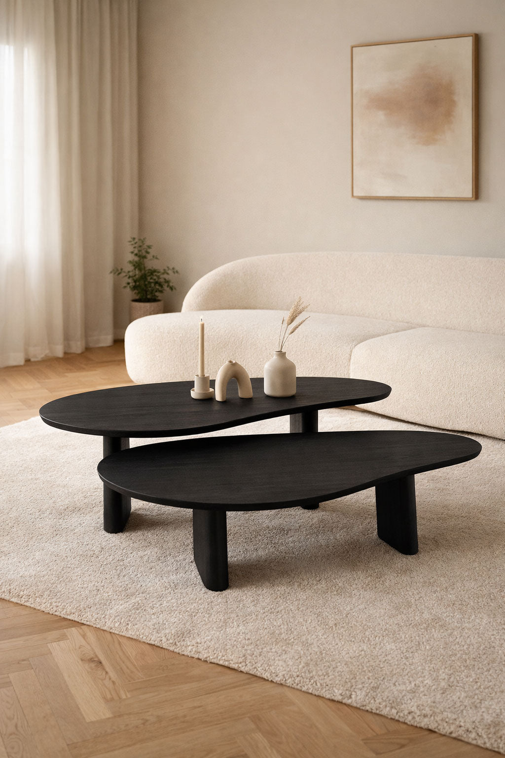 Salontafel Henk Black - Organic | Set Van 2