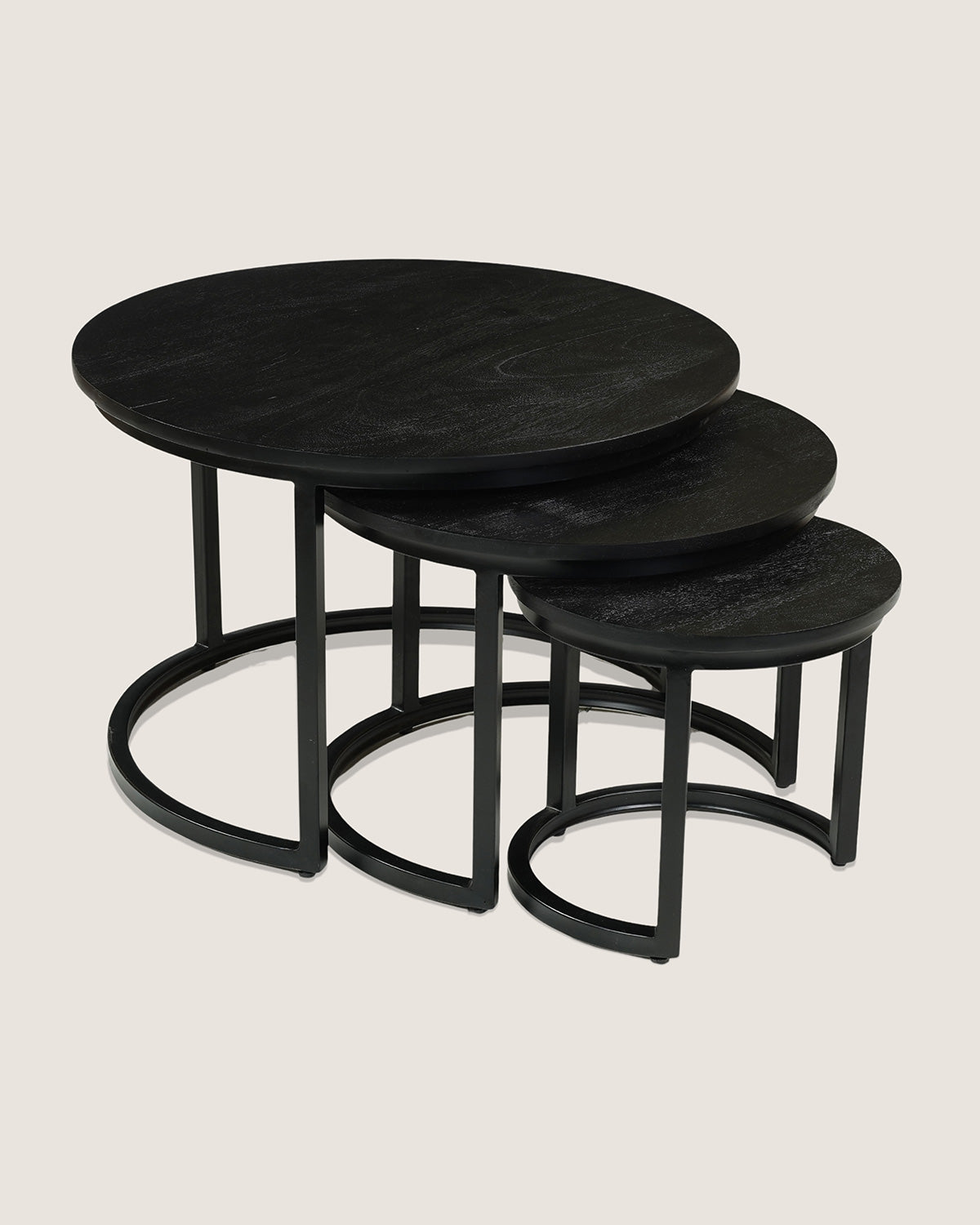 Salontafel Monica Black - Round | Set van 3