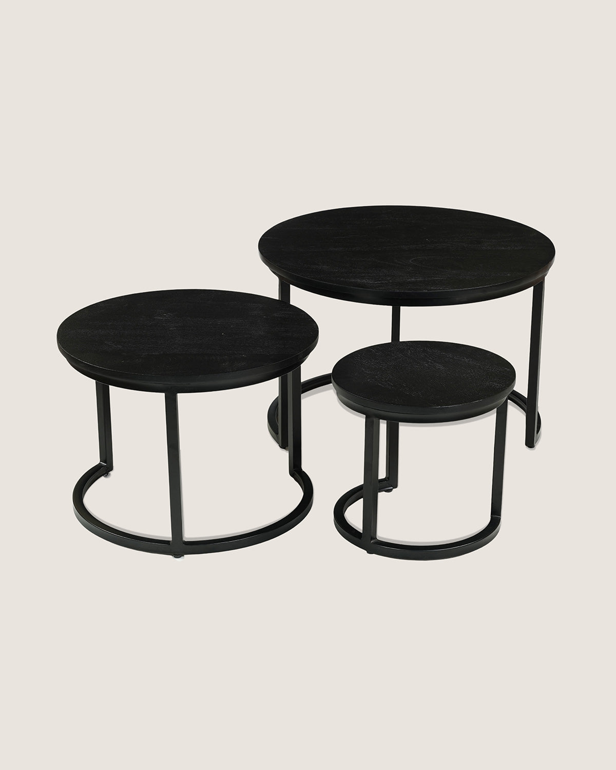 Salontafel Monica Black - Round | Set van 3