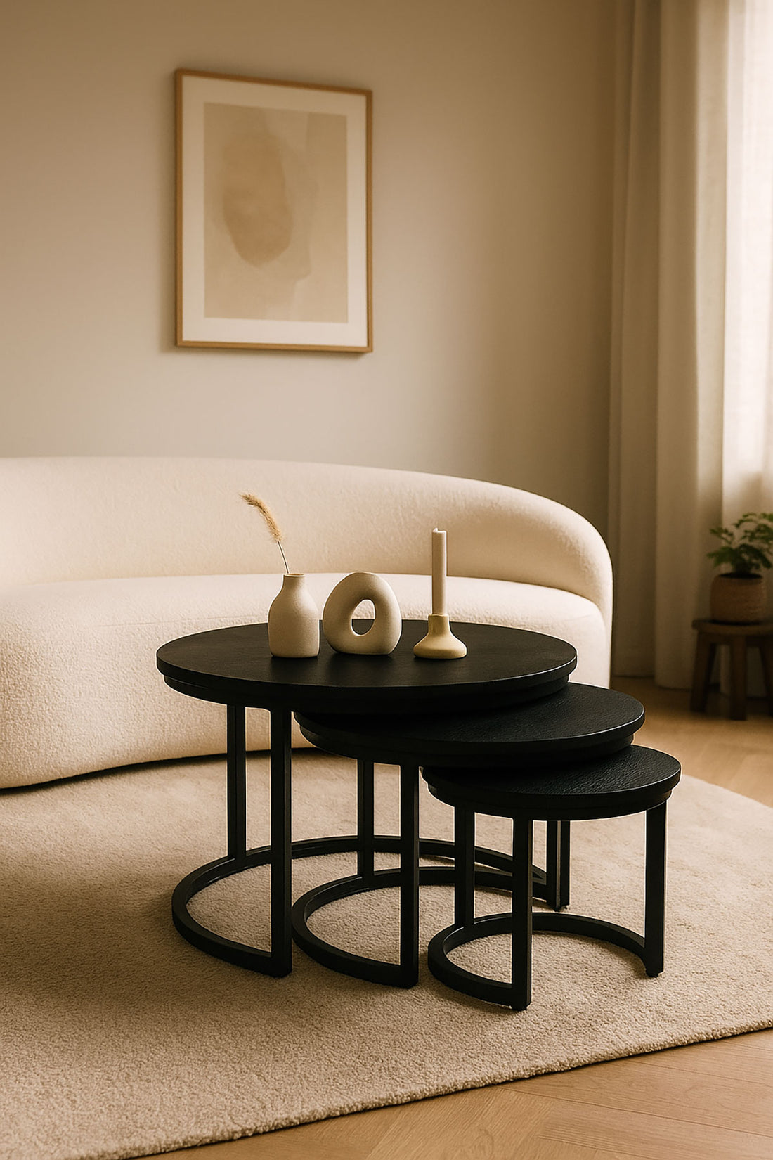 Salontafel Monica Black - Round | Set van 3