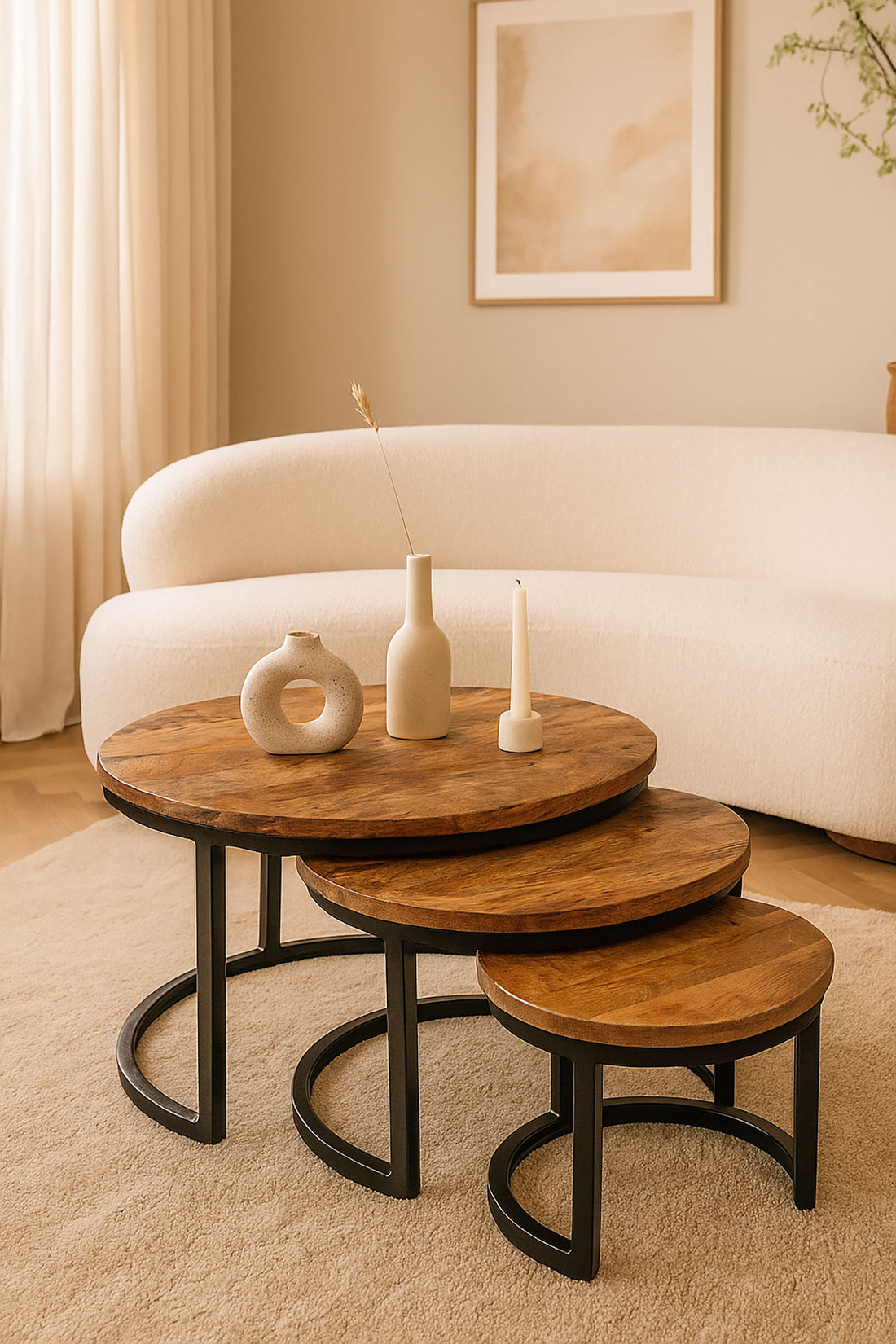 Salontafel Monica Rustic - Round | Set van 3