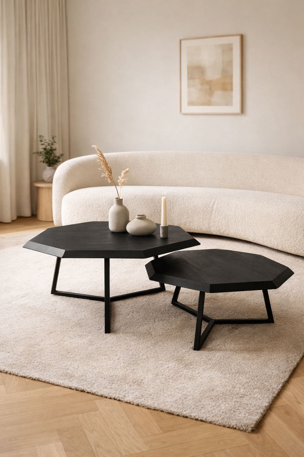 Salontafel Stuart Black - Octagon | Set van 2