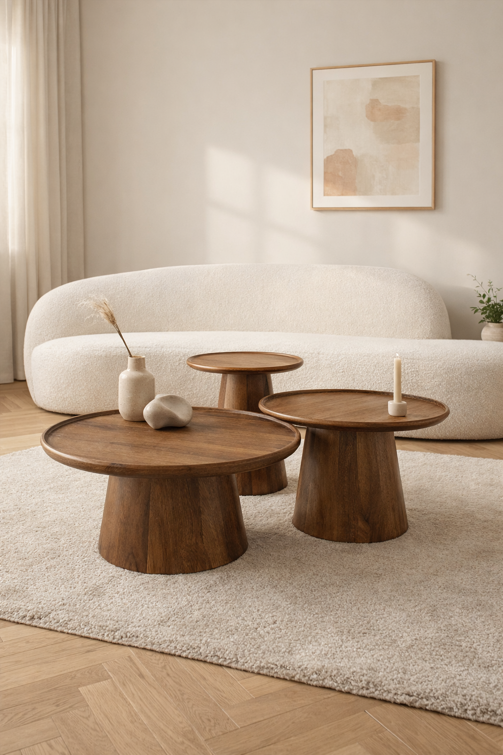 Salontafel Nico Brown - Round | Set Van 3