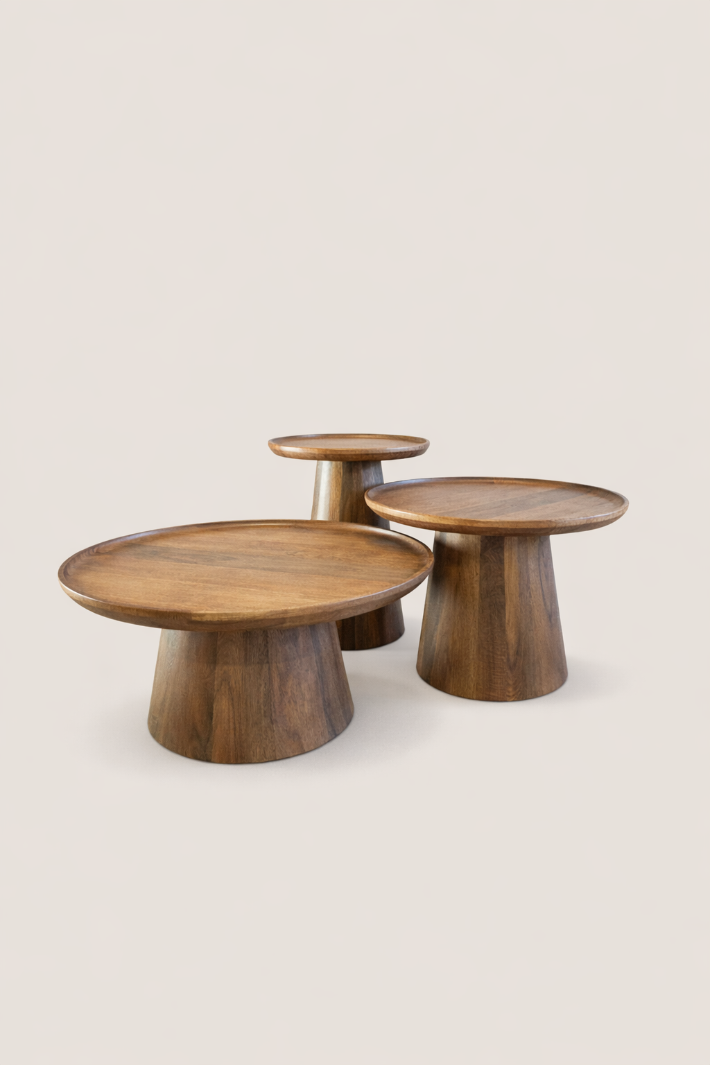 Salontafel Nico Brown - Round | Set Van 3