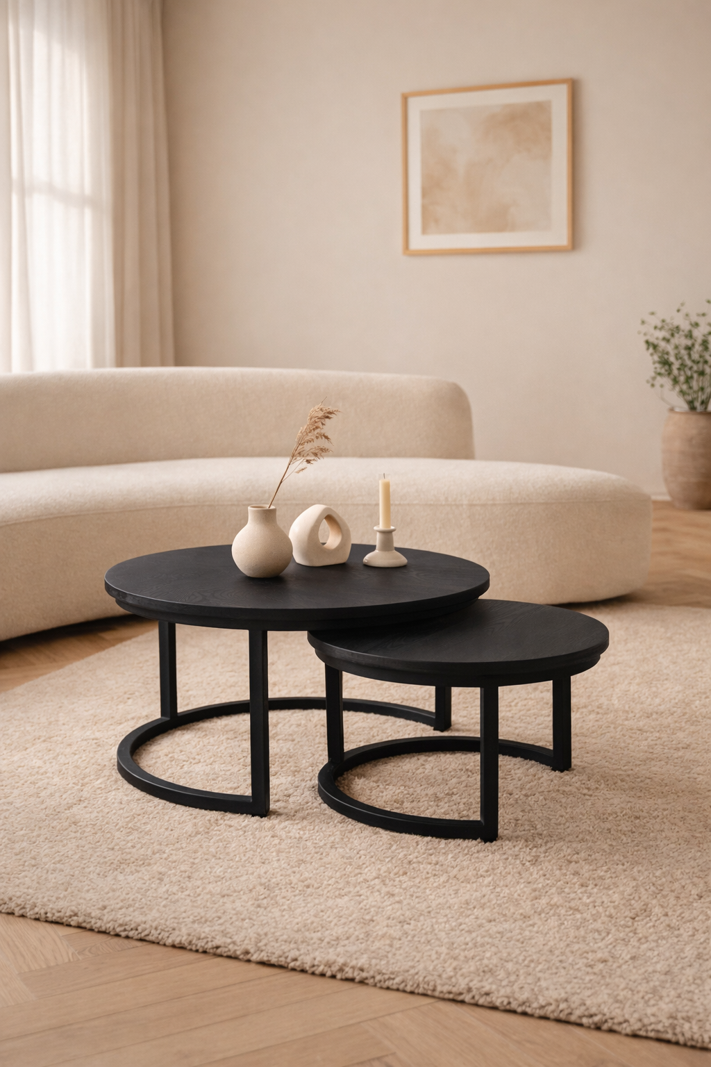 Salontafel Silas Black - Round | Set van 2