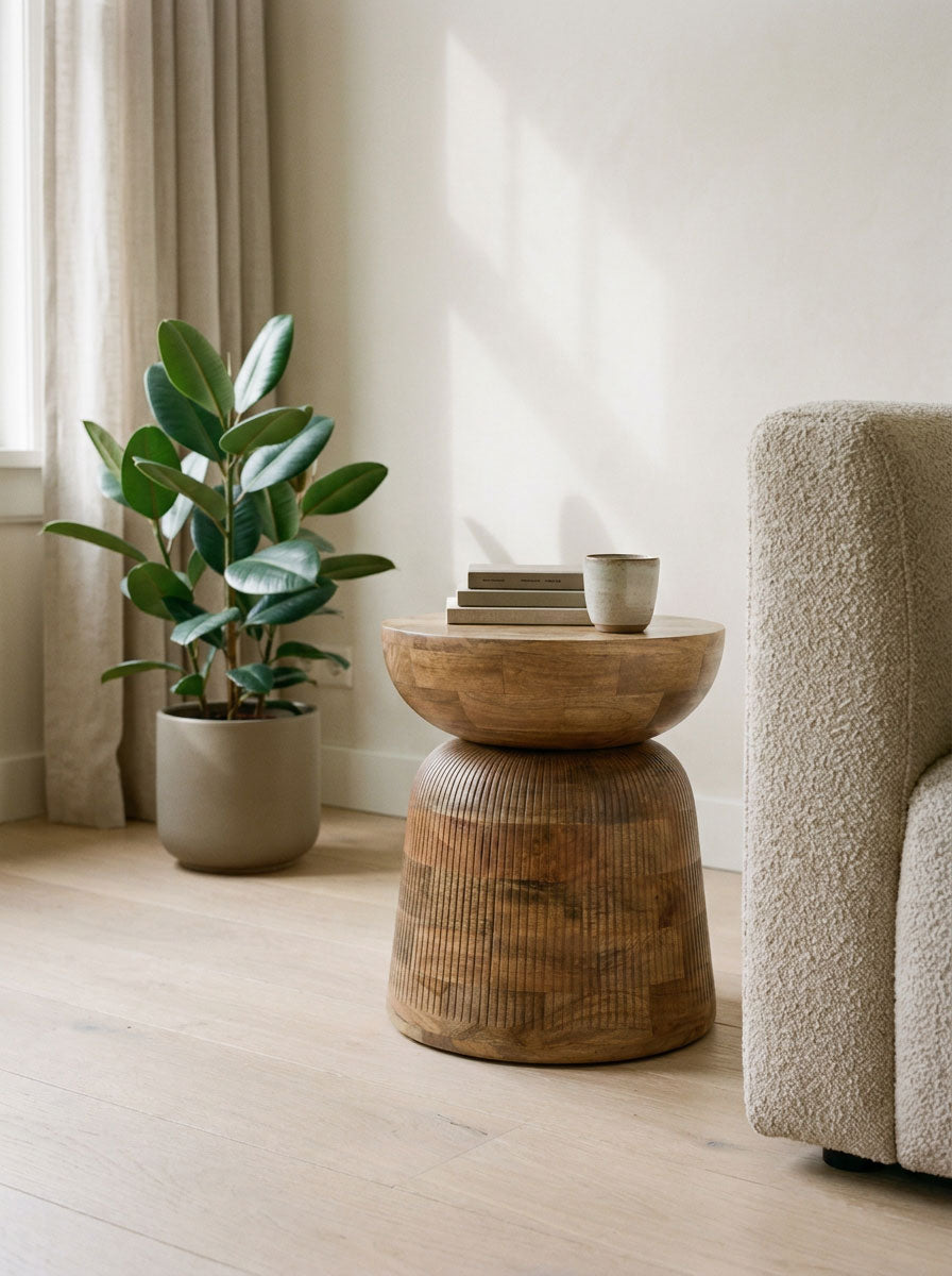 Mangohouten bijzettafel Nicole bruin – rond | 38 cm