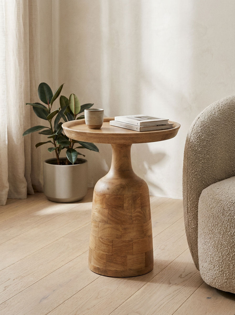 Pennie Mango Wood Side Table Natural – Round | 45 cm