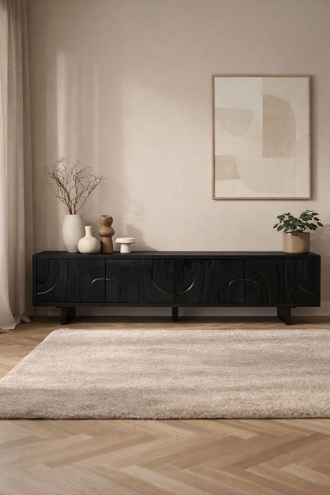 Tv-meubel Maya zwart – 4 Deuren | 200 cm