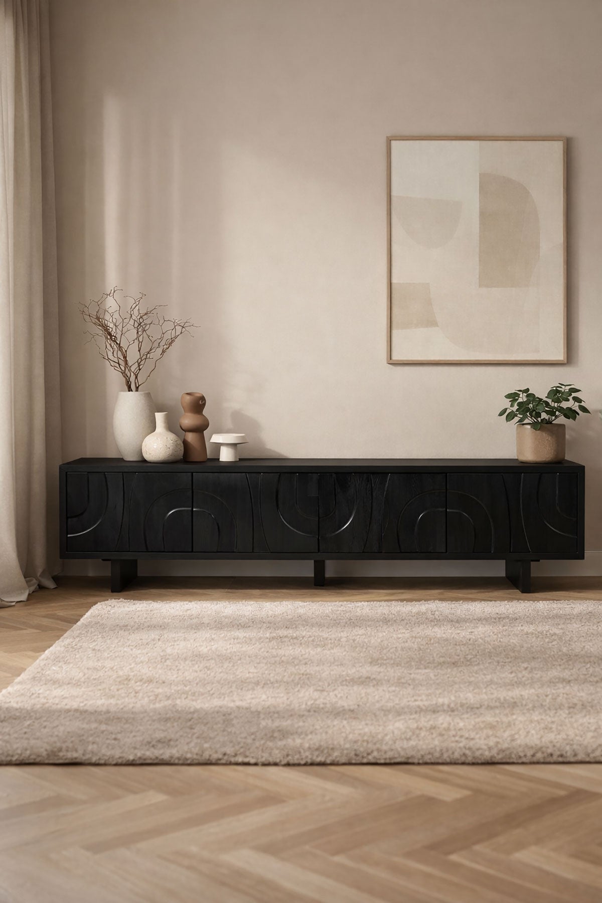 Tv-meubel Maya zwart – 4 Deuren | 200 cm