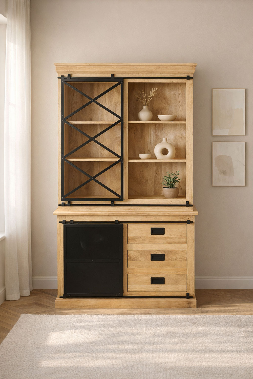 Vitrinekast Oliver Natural | 120 cm