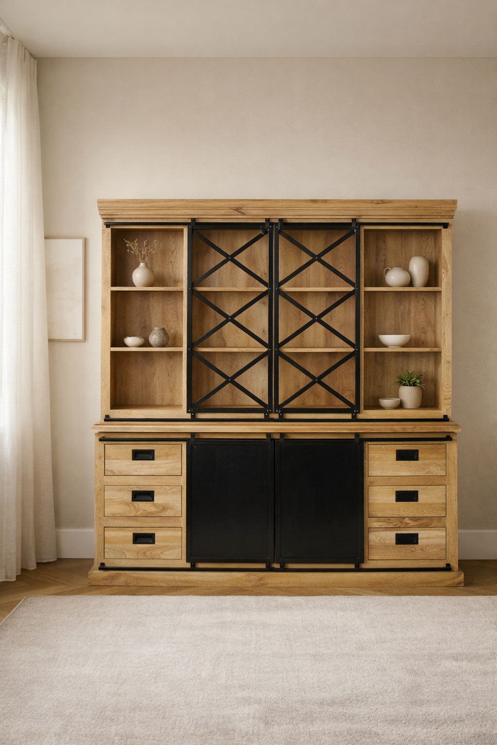 Vitrinekast Oliver Natural | 200 cm